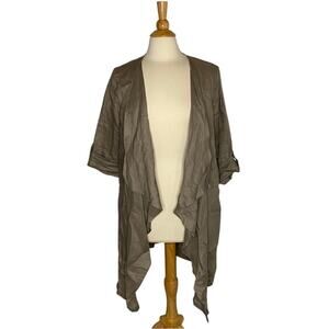 Lightweight Grey Beige 100% Linen Cardigan P16